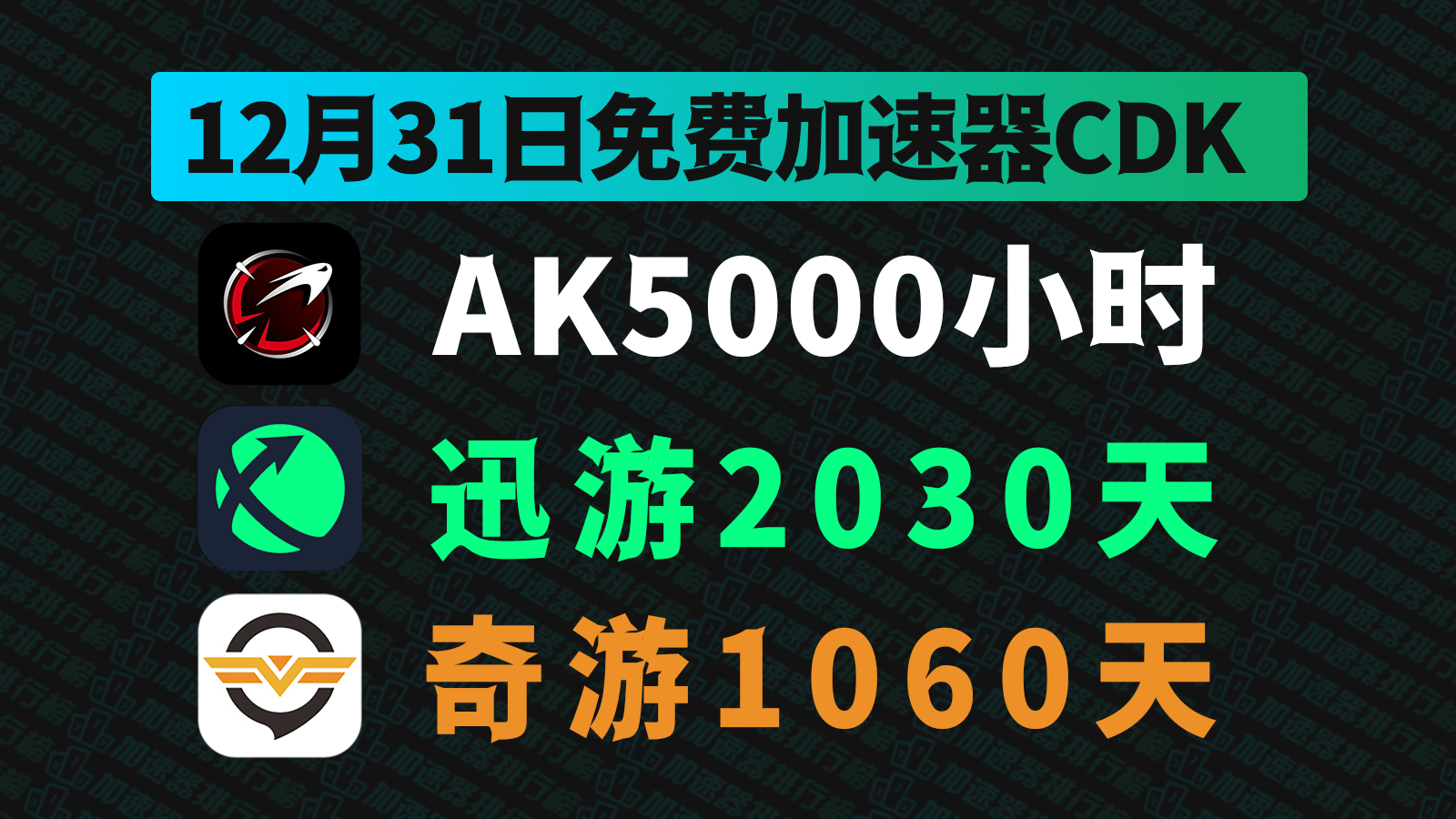 12月31日最新AK加速器口令码！迅游兑换码CDK！奇游口令！每人都有！