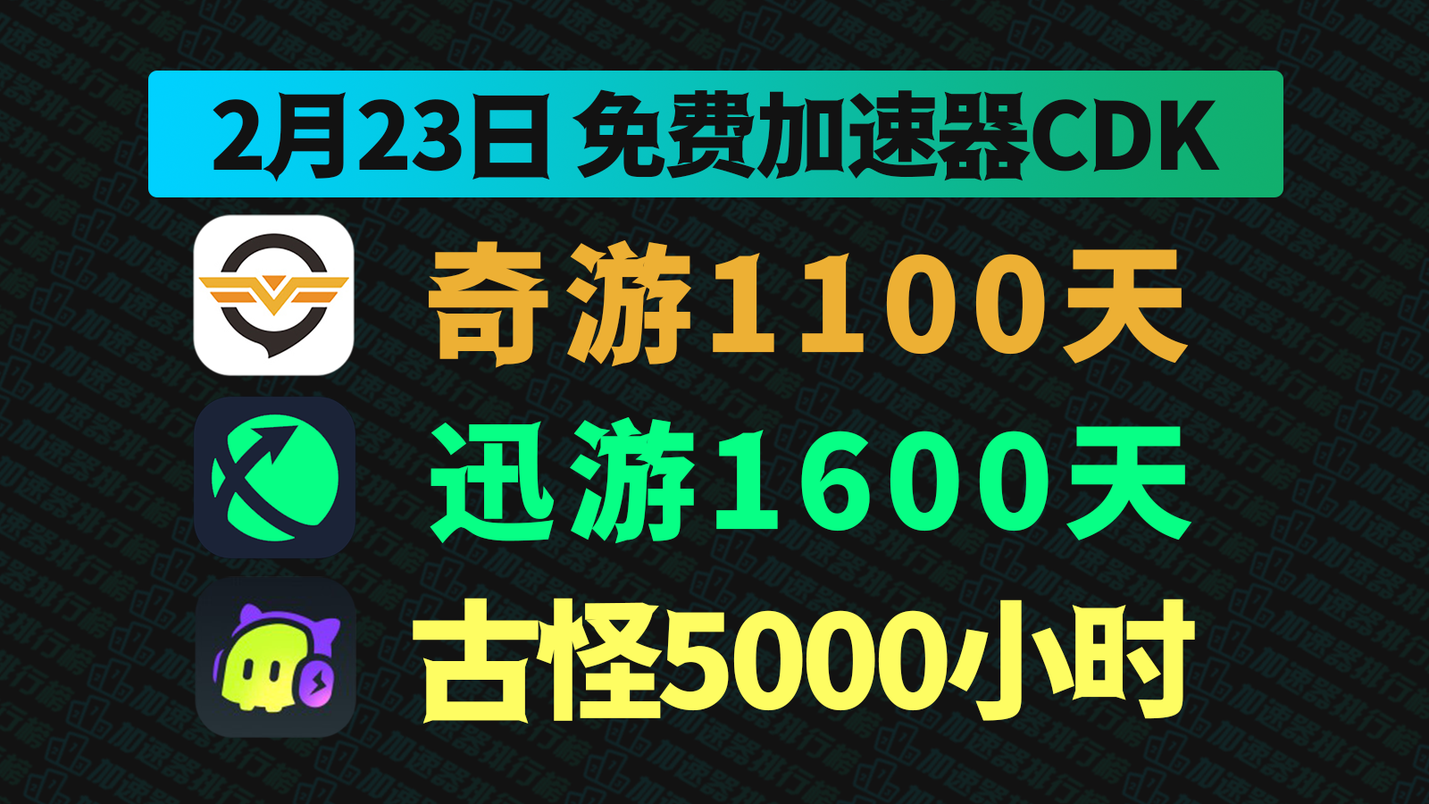 【2.23福利】迅游加速器兑换码CDK惊喜派送！附奇游、古怪老用户口令，手慢无！