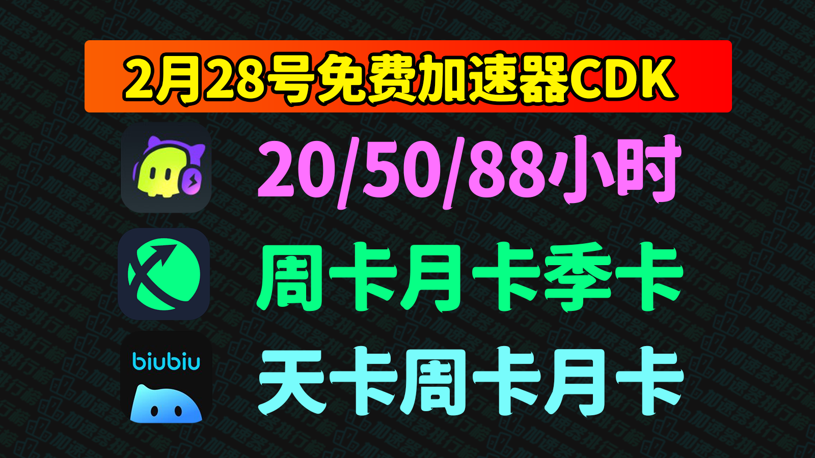 【2.28福利】biubiu加速器CDK火速送达！含古怪、迅游老用户口令，免费领！