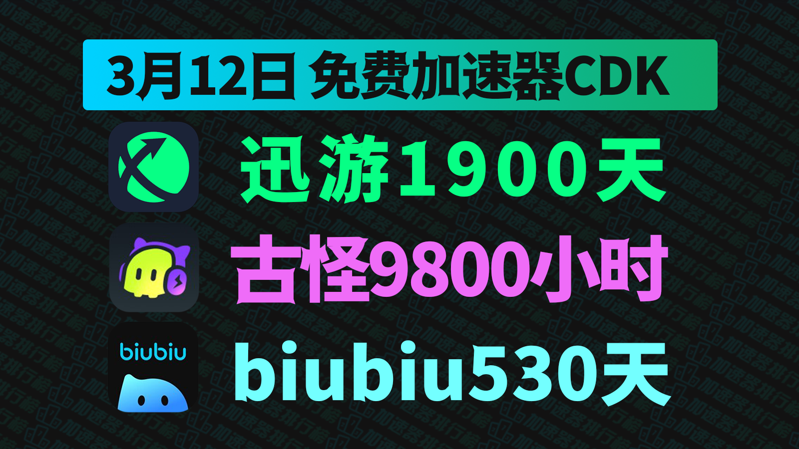 速来围观！3月12日迅游加速器CDK兑换码活动，含多种口令卡福利！