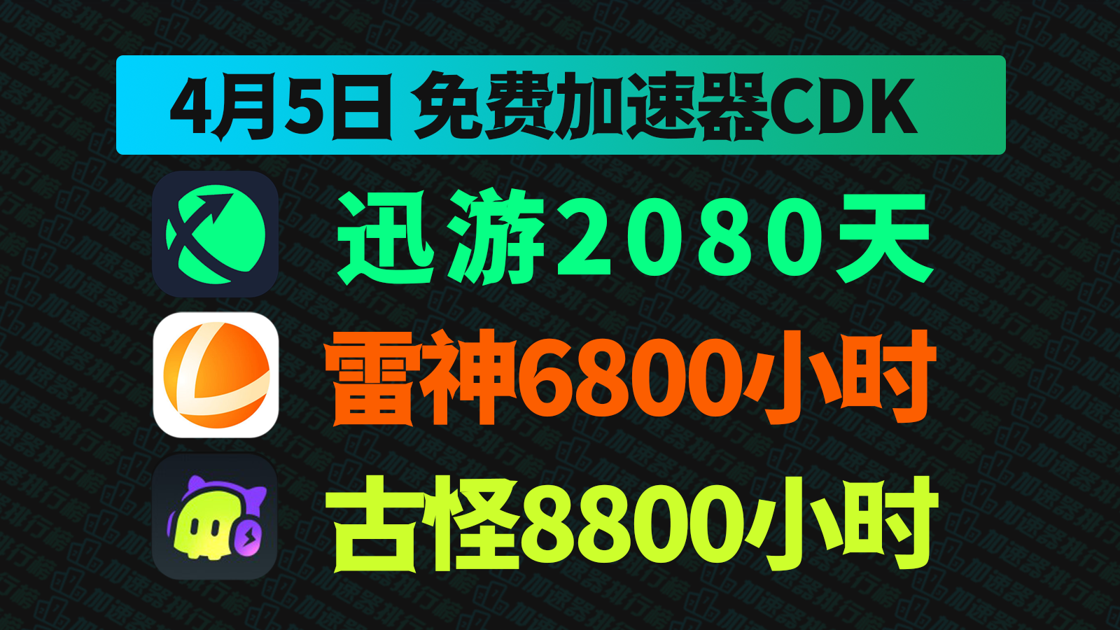 【4.5狂欢】古怪加速器口令码一键秒领，雷神&迅游兑换码带你畅玩嗨翻！