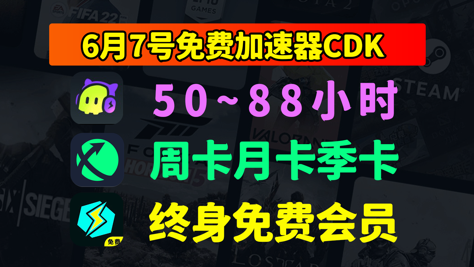 6.7福利！光闪加速器/迅游/古怪兑换码口令免费领，薅羊毛！