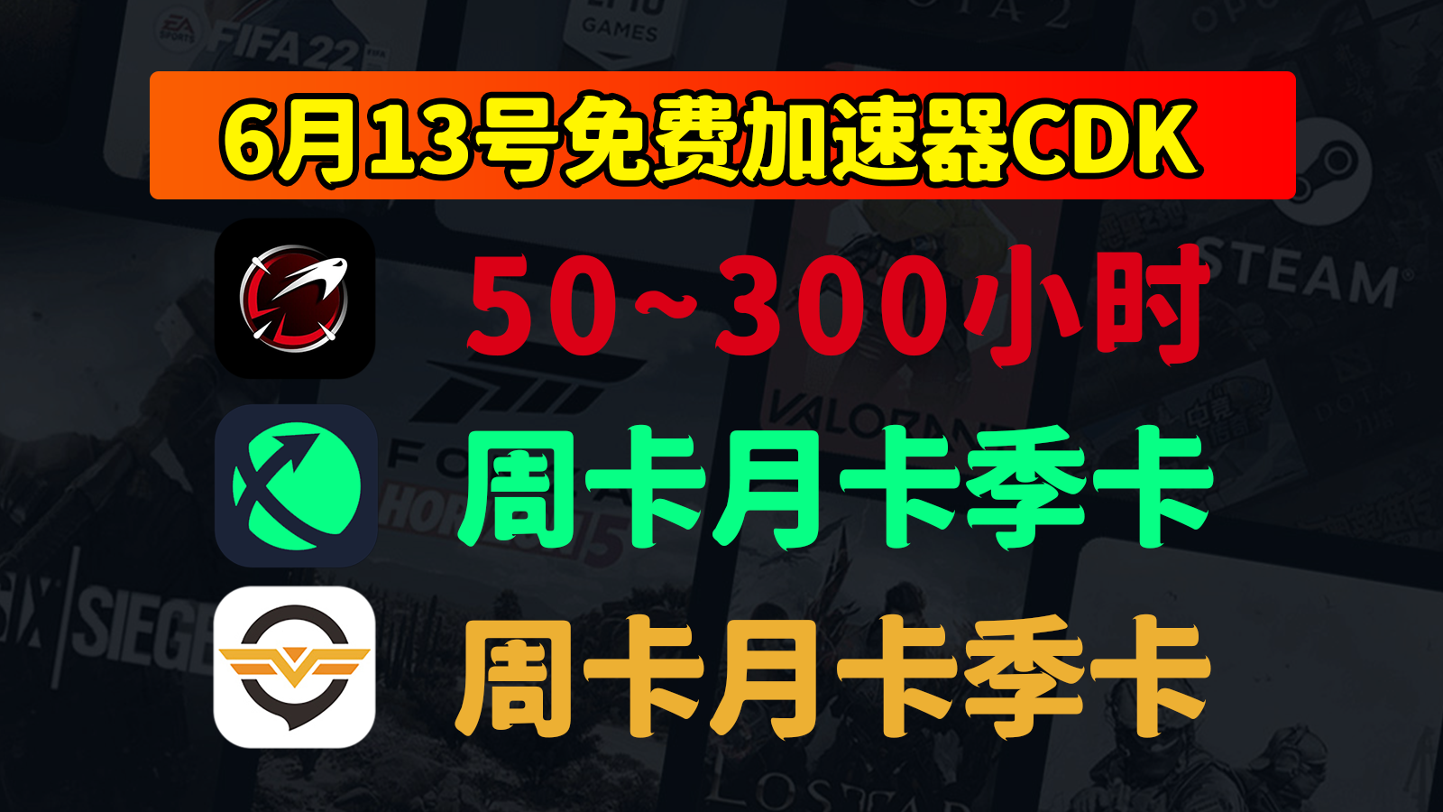 6.13福利！AK加速器/迅游/奇游兑换码口令免费领，见者有份！