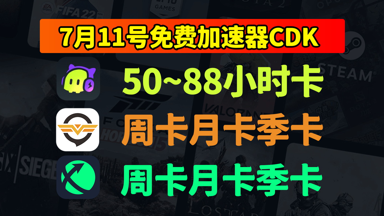 7.11古怪加速器/迅游/奇游兑换码口令来袭，速抢CDK！