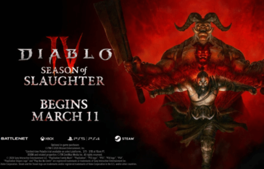 《暗黑破坏神4》新情报公布：新赛季“血宴杀戮”定档3月12日